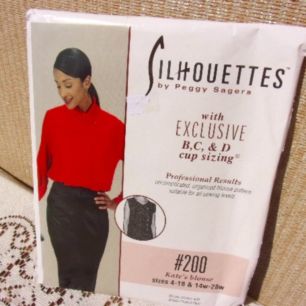 Silhouettes #200 Sew Pattern Peggy Sagers Kate's Blouse Sizes 4-18 Factory Fold